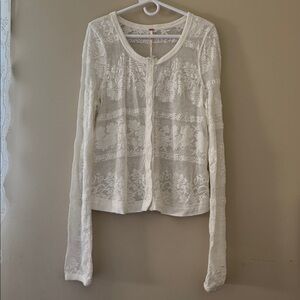 Free People Ivory Lace Top
